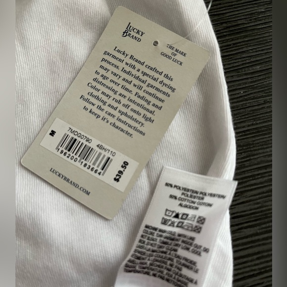 Lucky Brand Short Sleeve Crew Neck Graphic Garment Washed Distressed T Shirt - Picture 9 of 9